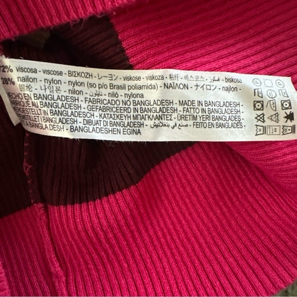 Zara Knit Top Women’s Medium Pink Brown Striped Preppy Sweater Y2K Colorblock - Picture 8 of 9